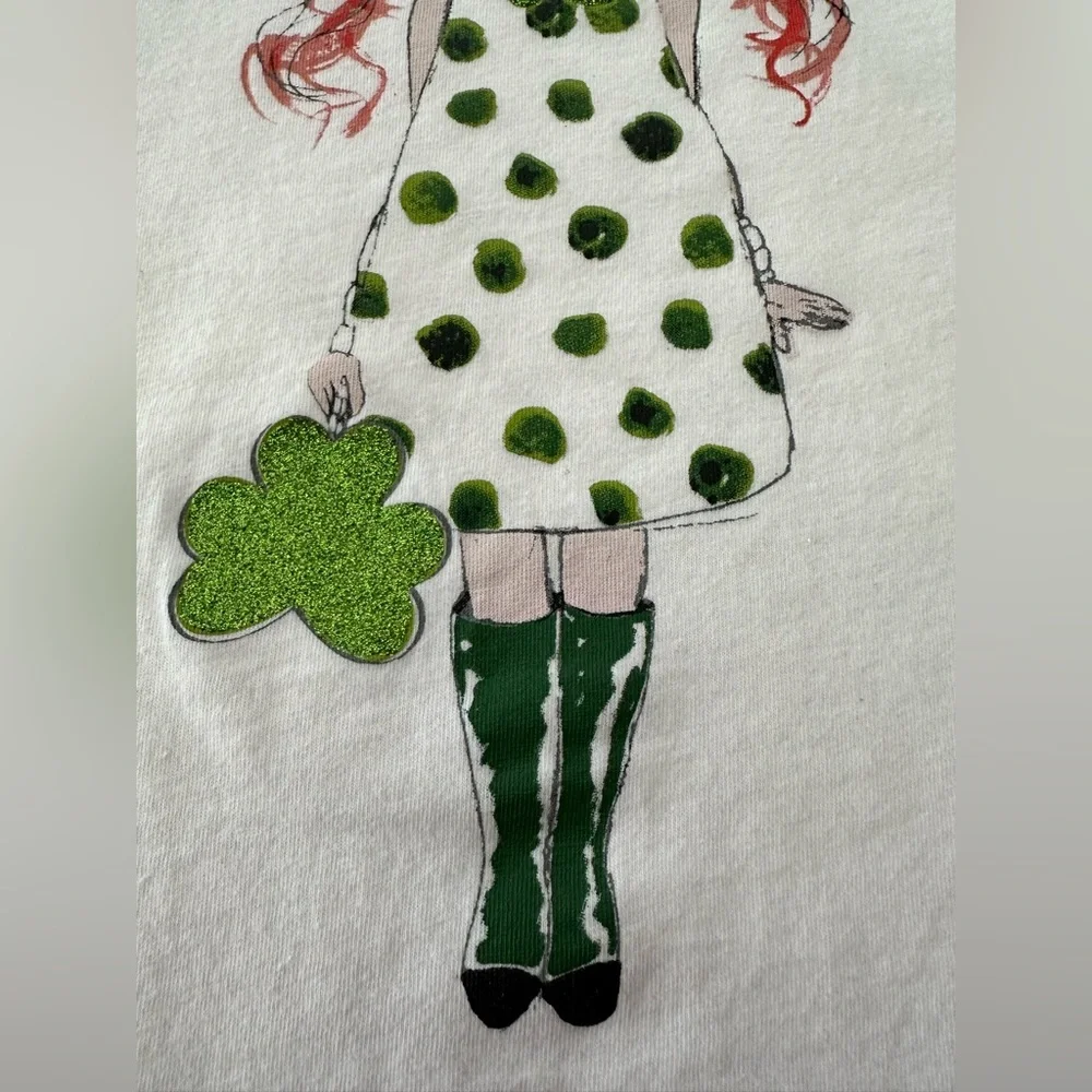 Children’s Place Girl Graphic St. Patrick’s Day Short Sleeve T-shirt White 7/8